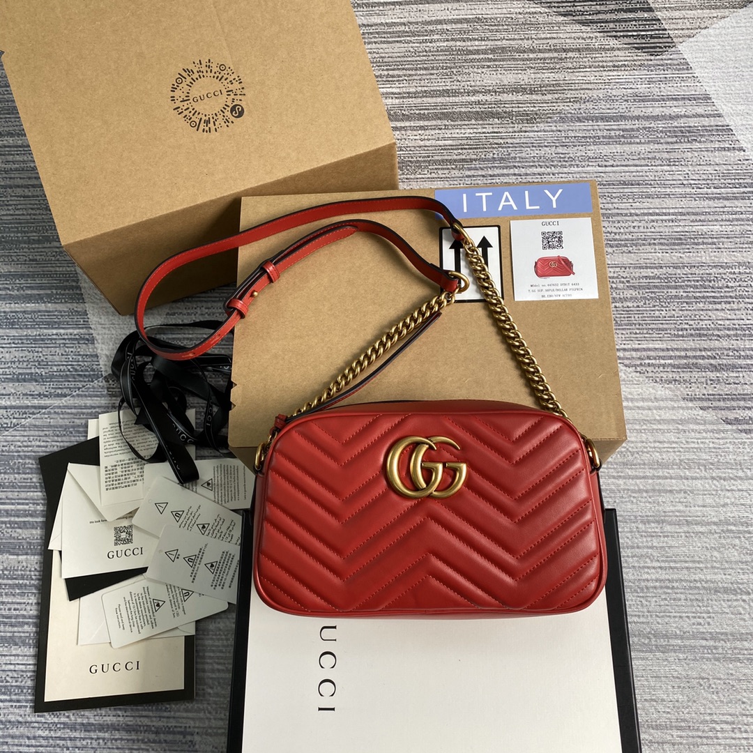 Gucci GG Marmont Small Matelasse Shoulder Bag 447632 Red